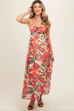 PinkBlush Elegant Floral Maternity Midi Dress with Front Cutout for Stylish Moms - Apparel & Accessories > Clothing > Dresses