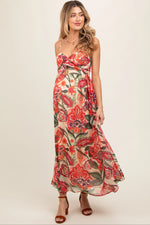 PinkBlush Elegant Floral Maternity Midi Dress with Front Cutout for Stylish Moms - Apparel & Accessories > Clothing > Dresses