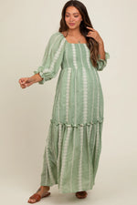 PinkBlush Light Olive Maternity Maxi Dress with Embroidered Detail for Expecting Mothers - Apparel & Accessories > Clothing > Dresses