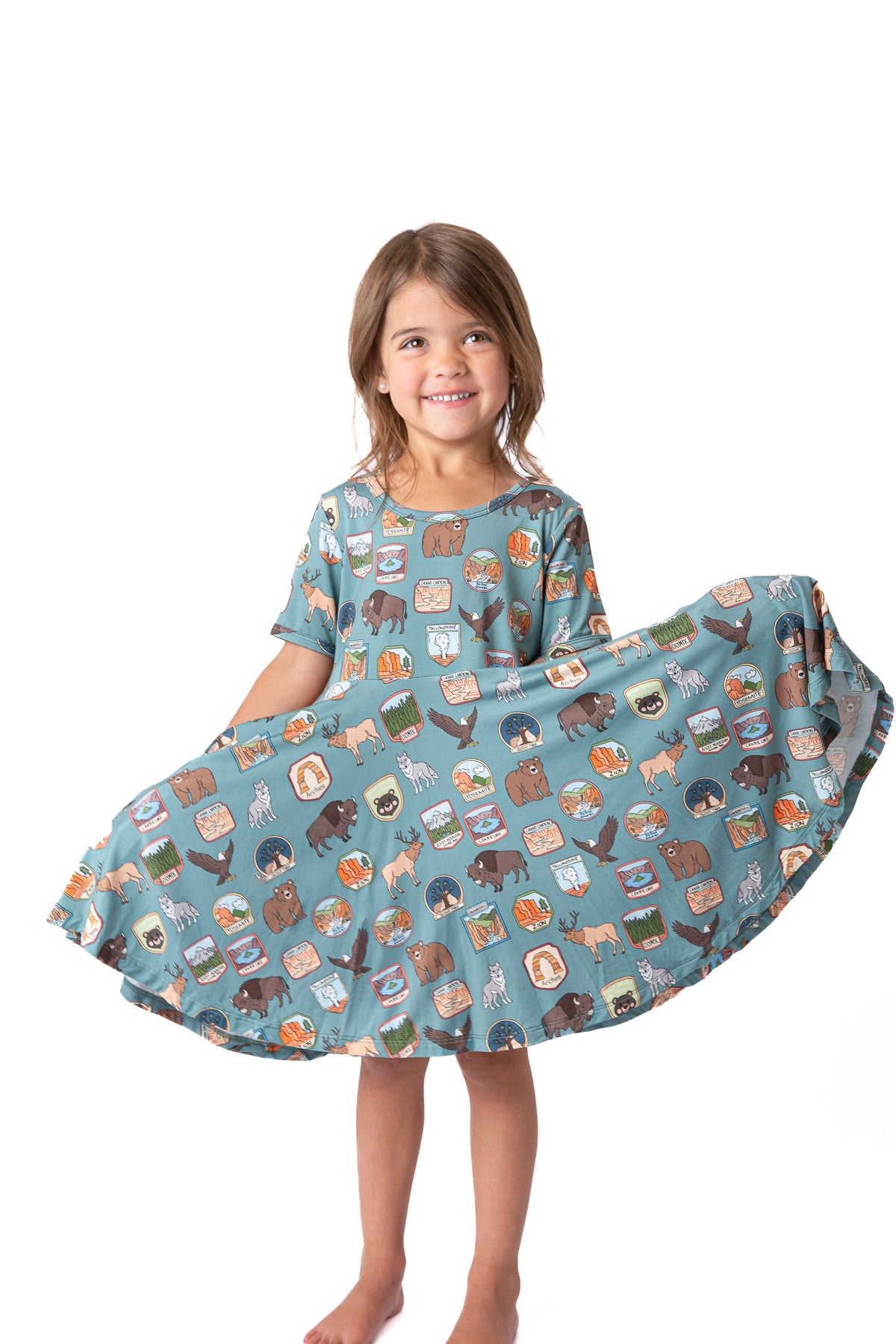My First National Parks Adventure Girls Dress | Nature Print Dress Sizes 2-6 by Rayn’s Tiny Stitches