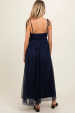PinkBlush Elegant Navy Blue Tulle Maternity Maxi Dress with Adjustable Straps - Apparel & Accessories > Clothing > Dresses