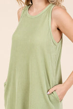 PinkBlush Sage Ribbed Sleeveless Pocketed Dress with Rounded Neckline for Modern Women - Apparel & Accessories > Clothing > Dresses