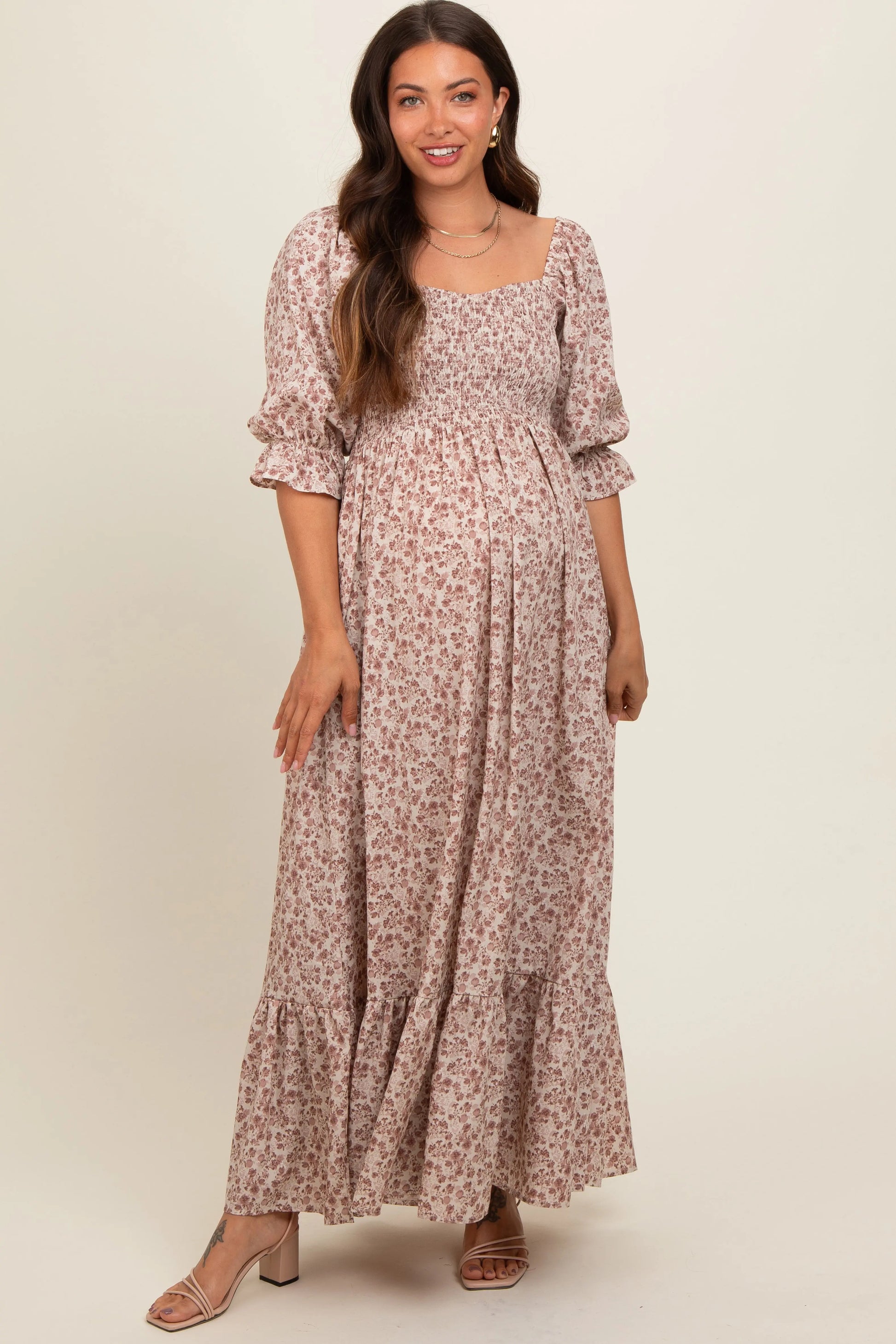 PinkBlush PinkBlush Maternity Maxi Dress with Ruffle Hem for Expecting Mothers - Apparel & Accessories > Clothing > Dresses
