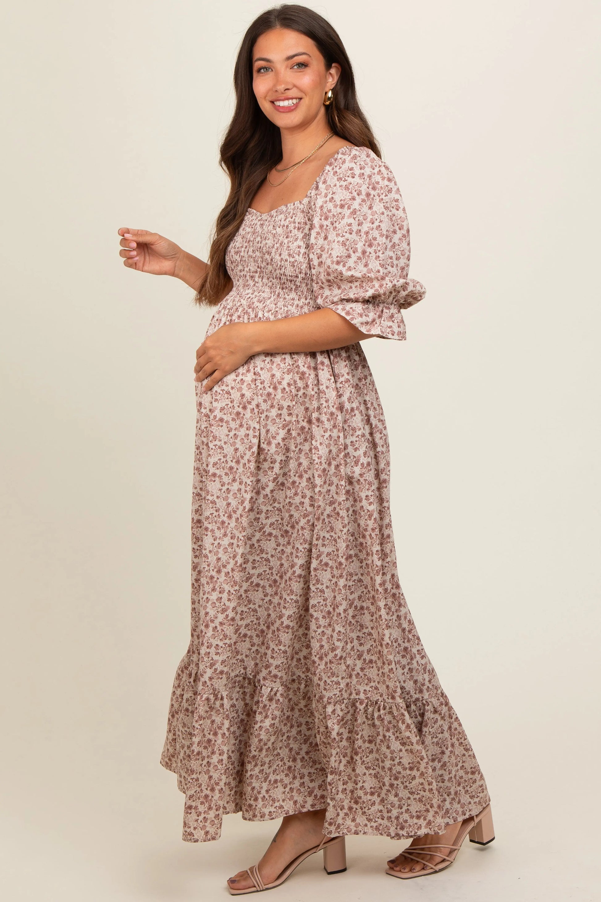 PinkBlush PinkBlush Maternity Maxi Dress with Ruffle Hem for Expecting Mothers - Apparel & Accessories > Clothing > Dresses