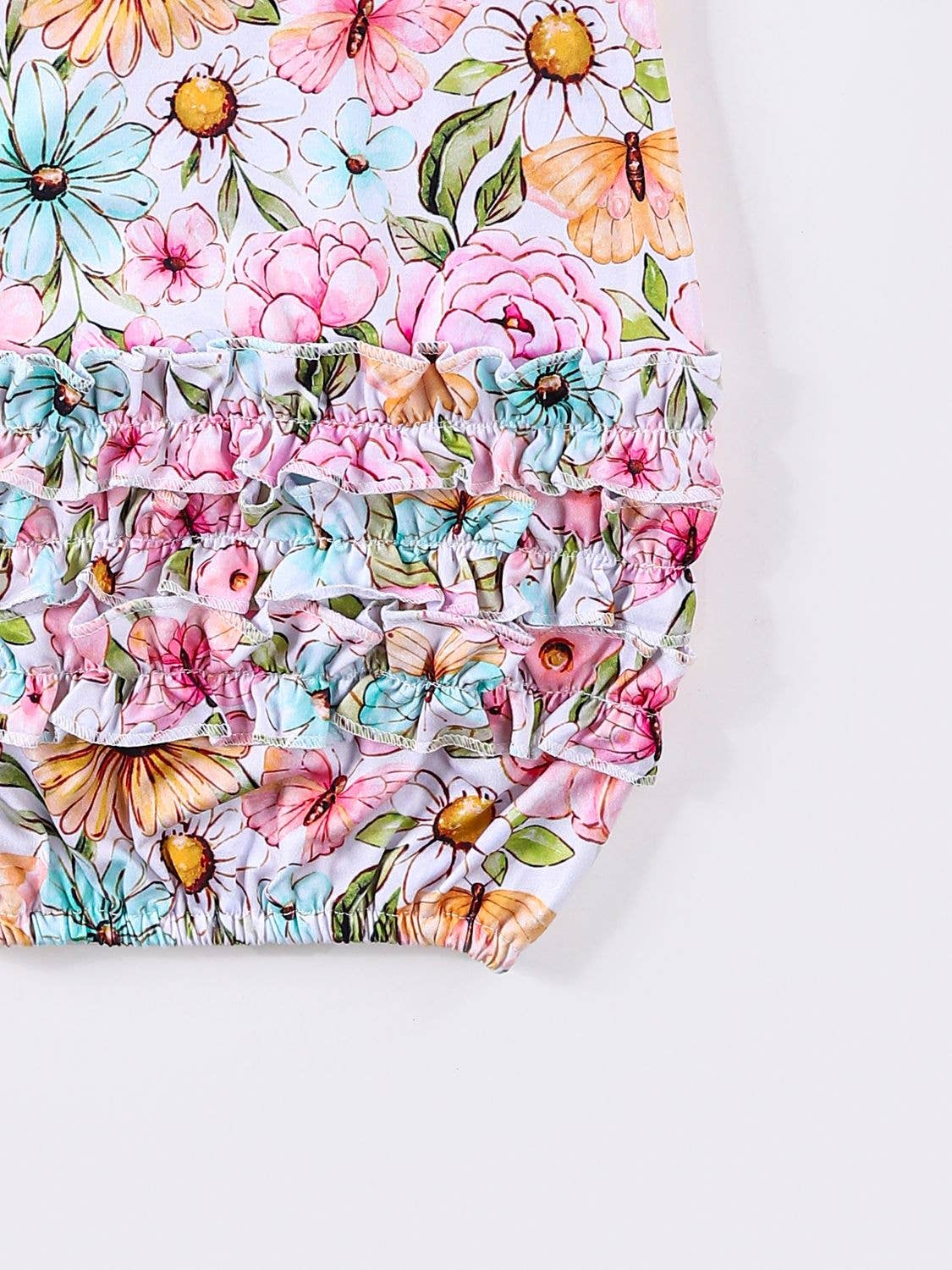 Clover Cottage organic butterfly floral baby gown & headband.