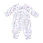 Anna Floral Stripe - Smocked Long Sleeve Romper by Angel Dear
