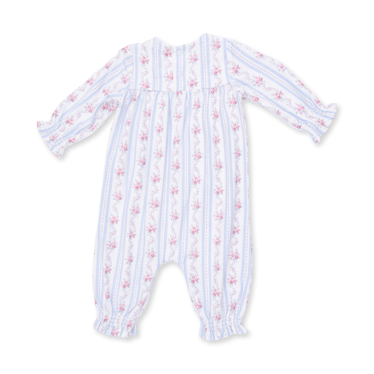 Anna Floral Stripe - Smocked Long Sleeve Romper by Angel Dear