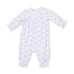 Anna Floral Stripe - Smocked Long Sleeve Romper by Angel Dear
