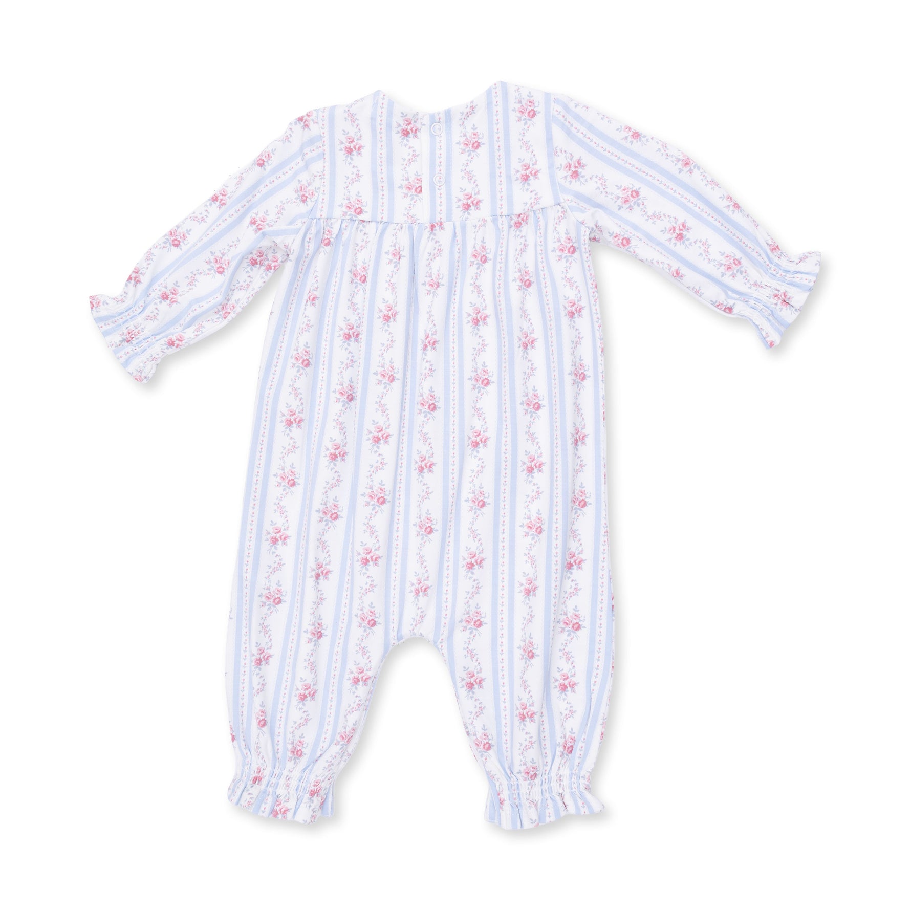 Anna Floral Stripe - Smocked Long Sleeve Romper by Angel Dear