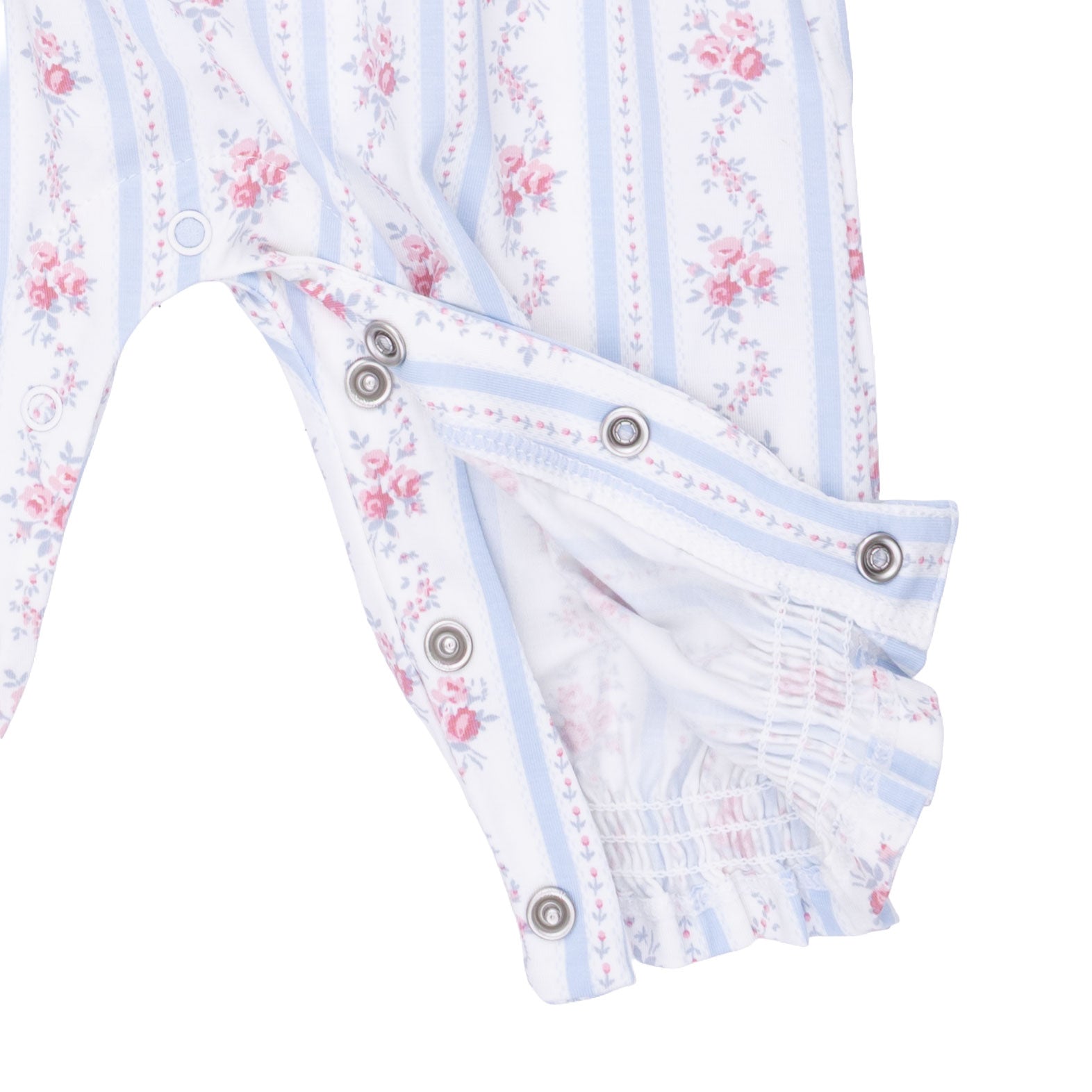 Anna Floral Stripe - Smocked Long Sleeve Romper by Angel Dear
