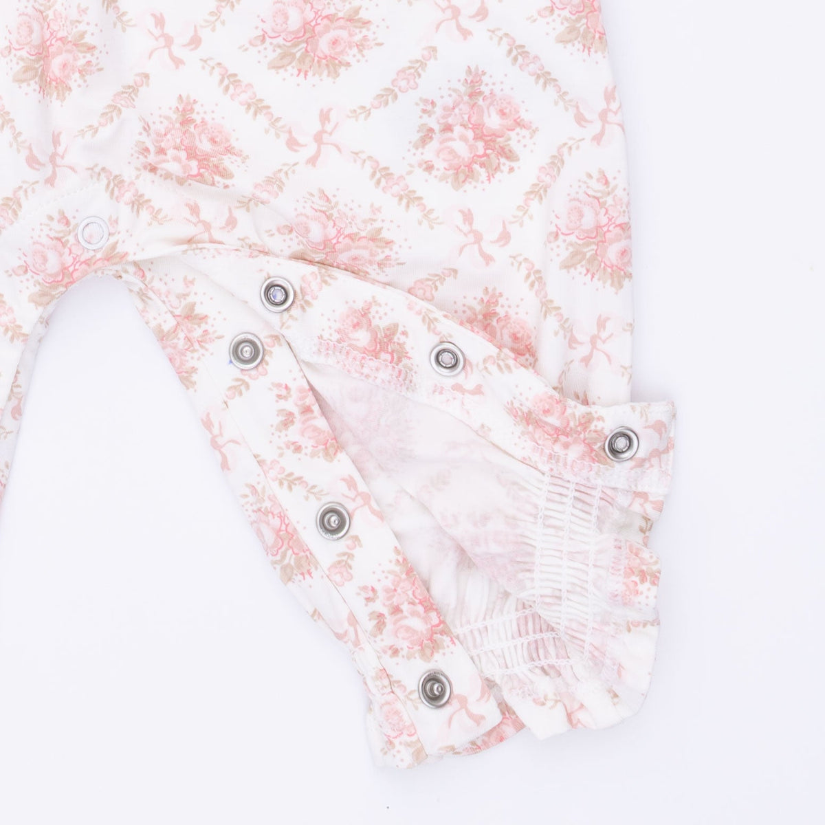Rose Bow Lattice - Smocked Long Sleeve Romper by Angel Dear
