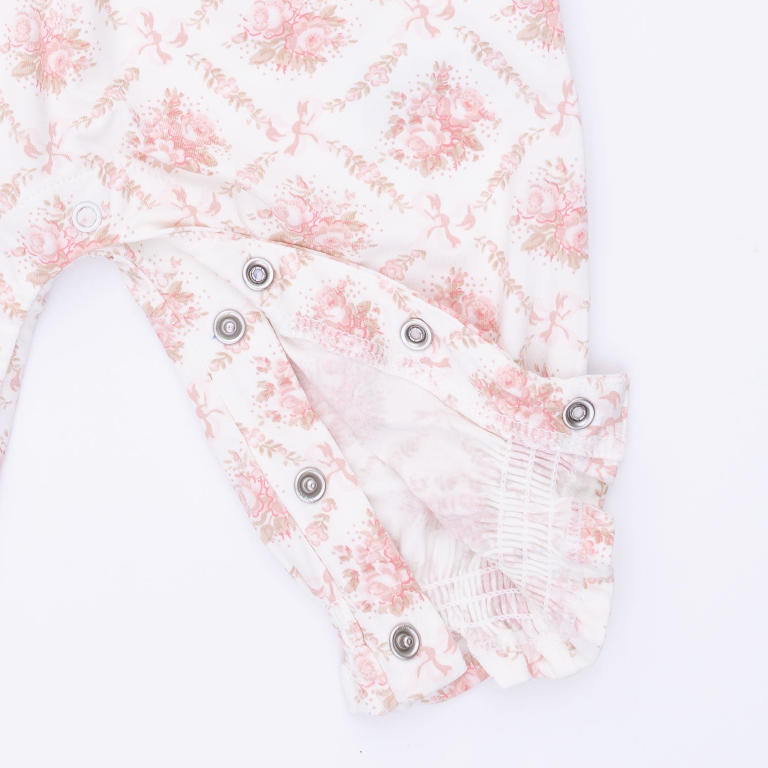 Rose Bow Lattice - Smocked Long Sleeve Romper by Angel Dear