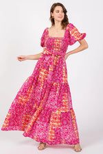 PinkBlush PinkBlush Fuchsia Floral Maternity Maxi Dress with Puff Sleeves for Moms - Apparel & Accessories > Clothing > Dresses