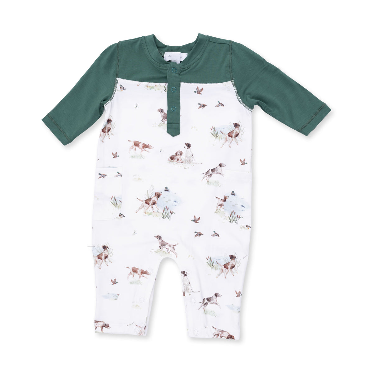 Pointer Pups and Duck Buddies - Romper with Contrast Sleeves by Angel Dear