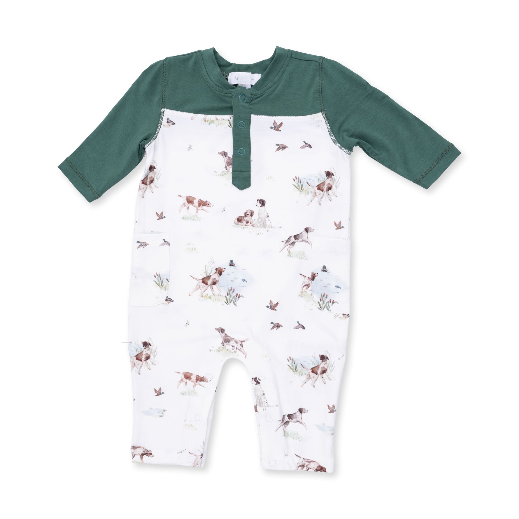Pointer Pups and Duck Buddies - Romper with Contrast Sleeves by Angel Dear