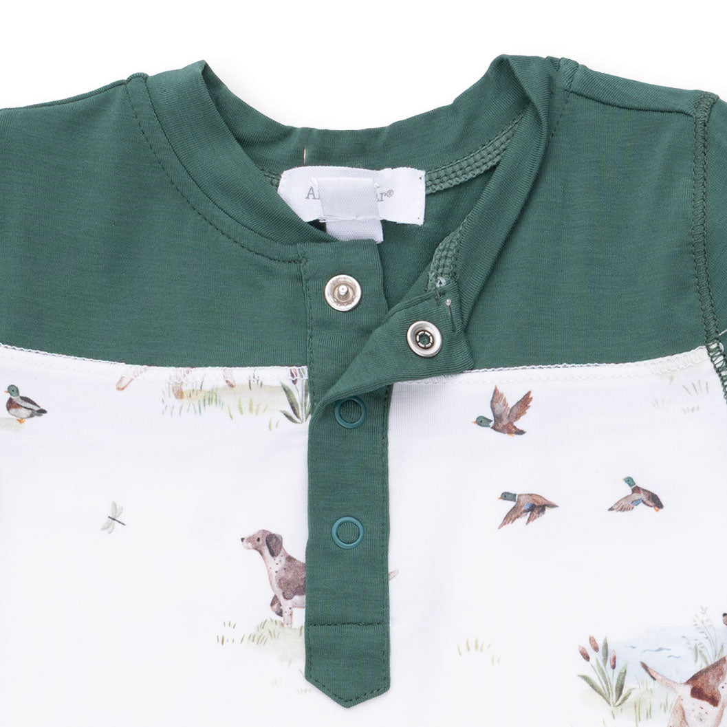 Pointer Pups and Duck Buddies - Romper with Contrast Sleeves by Angel Dear