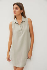 PinkBlush Light Olive V Neck Dress with Collared Design for Stylish Women - Apparel & Accessories > Clothing > Dresses