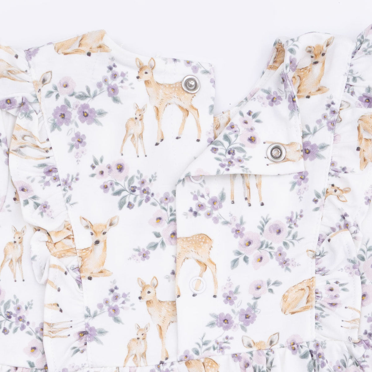 Floral Deer - Long Sleeve Ruffle Bodysuit Dress by Angel Dear (view 4 of 5)