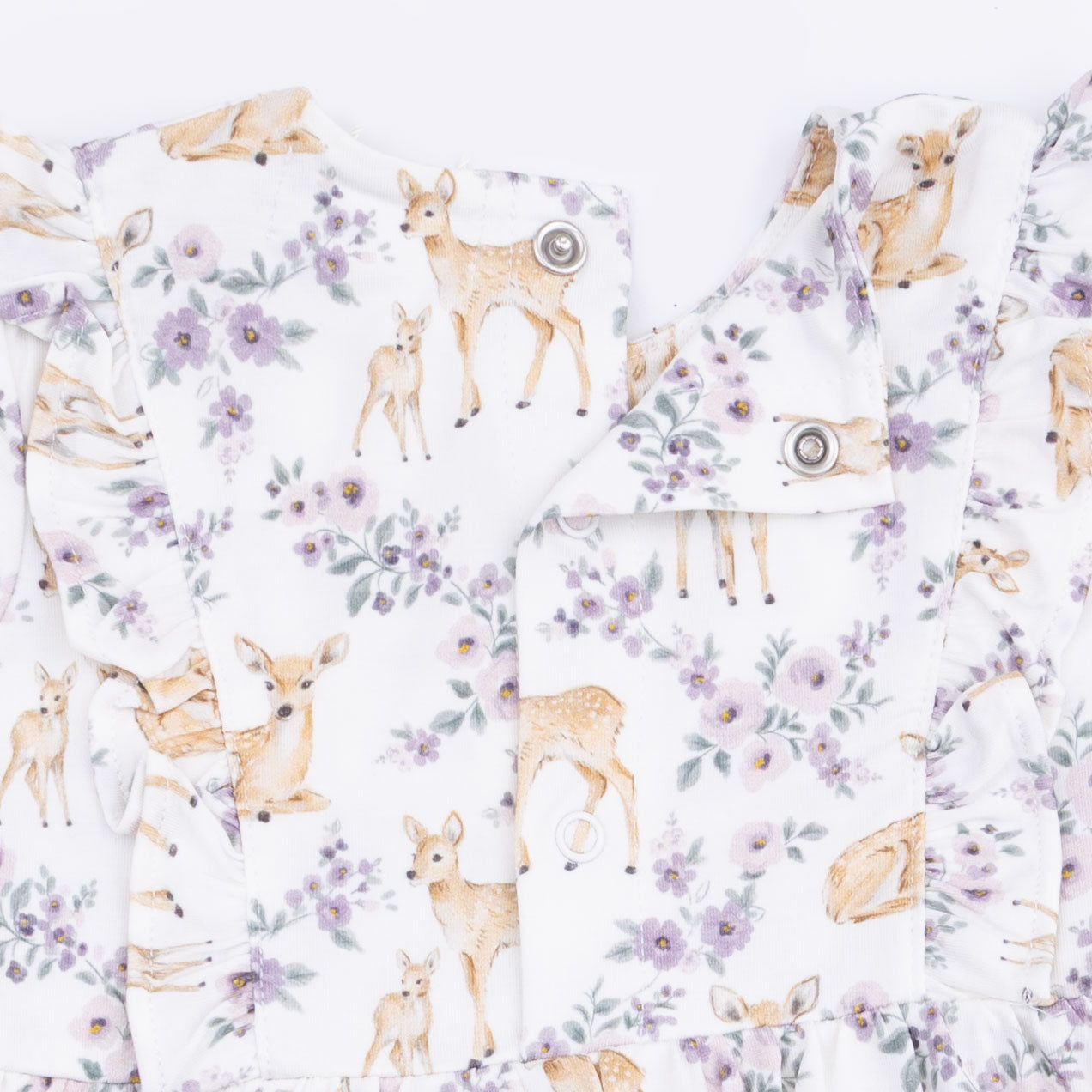 Floral Deer - Long Sleeve Ruffle Bodysuit Dress by Angel Dear (view 4 of 5)
