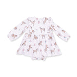 I Love Horses - Long Sleeve Ruffle Bodysuit Dress by Angel Dear (view 2 of 4)