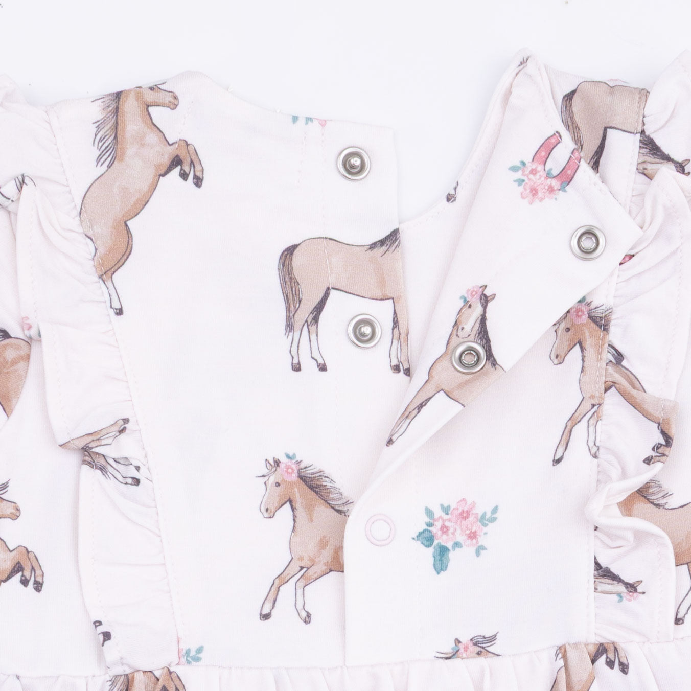 I Love Horses - Long Sleeve Ruffle Bodysuit Dress by Angel Dear (view 3 of 4)