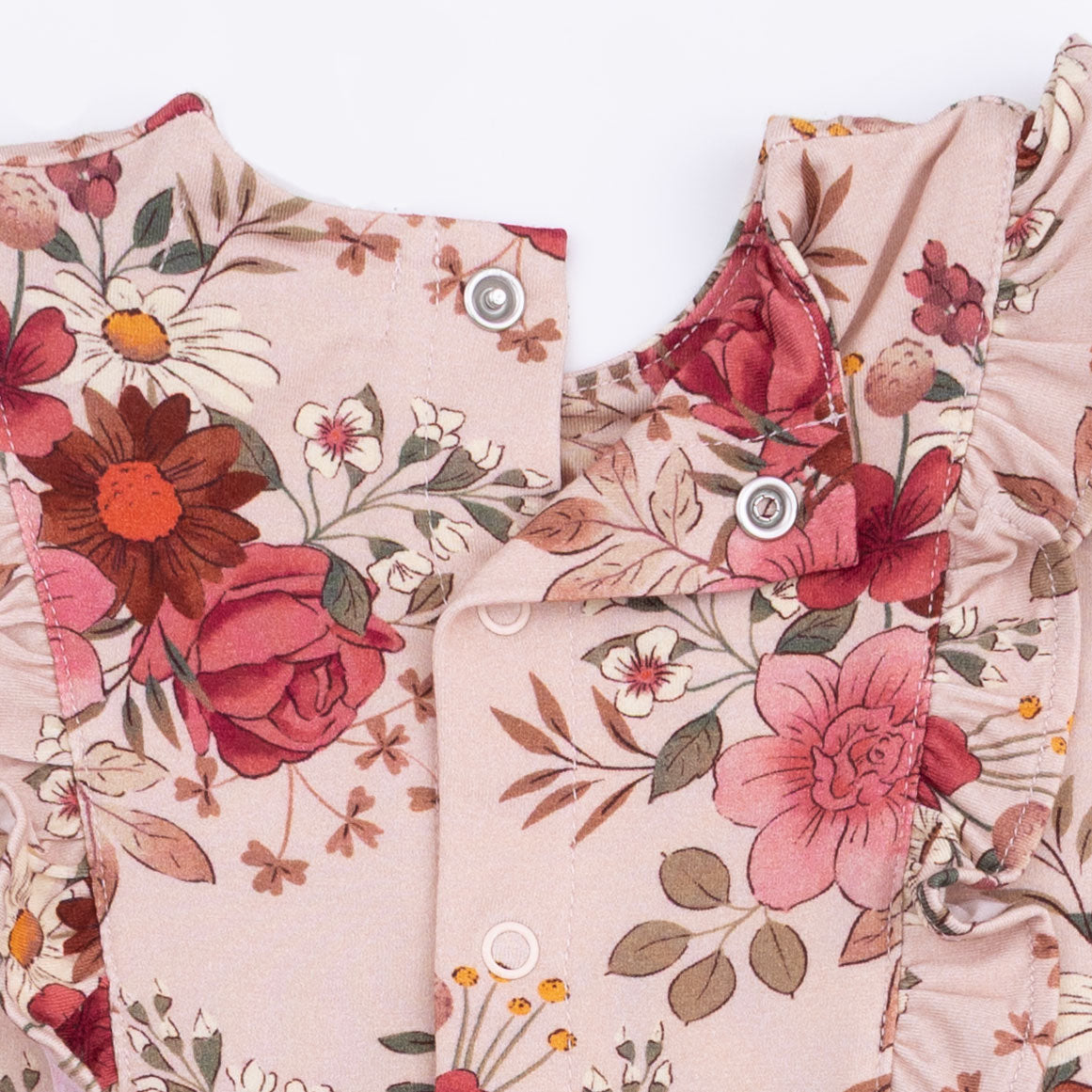 Sabrina Floral - Long Sleeve Ruffle Bodysuit Dress by Angel Dear (view 4 of 5)