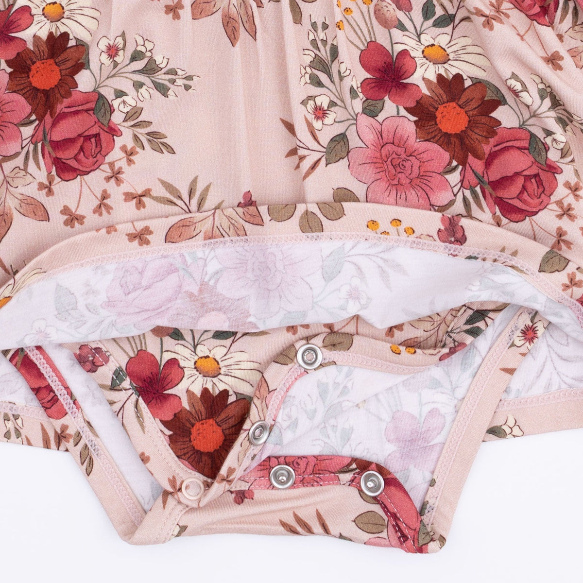 Sabrina Floral - Long Sleeve Ruffle Bodysuit Dress by Angel Dear (view 5 of 5)