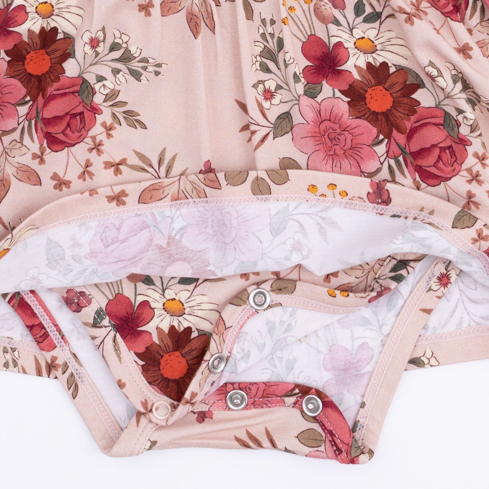 Sabrina Floral - Long Sleeve Ruffle Bodysuit Dress by Angel Dear (view 5 of 5)