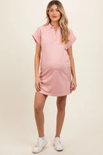 PinkBlush Soft Terry Maternity Dress with Pockets for Comfortable Expecting Mothers - Apparel & Accessories > Clothing > Maternity Clothing > Maternity Dresses Apparel & Accessories > Clothing > Dresses