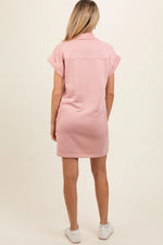 PinkBlush Soft Terry Maternity Dress with Pockets for Comfortable Expecting Mothers - Apparel & Accessories > Clothing > Maternity Clothing > Maternity Dresses Apparel & Accessories > Clothing > Dresses