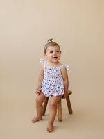 Smocked Red, White and Bows Bamboo Bubble Romper by Little Joy Co. at Everetts Place
