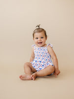 Smocked Red, White and Bows Bamboo Bubble Romper by Little Joy Co. at Everetts Place