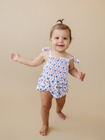 Smocked Red, White and Bows Bamboo Bubble Romper by Little Joy Co. at Everetts Place