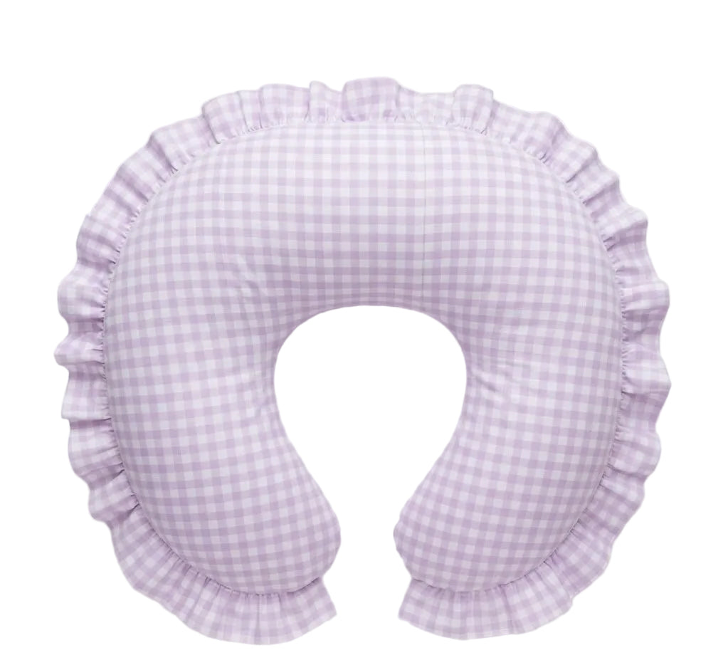 Purple Gingham Ruffle Nursing Pillow Cover by Little Mae & Co
