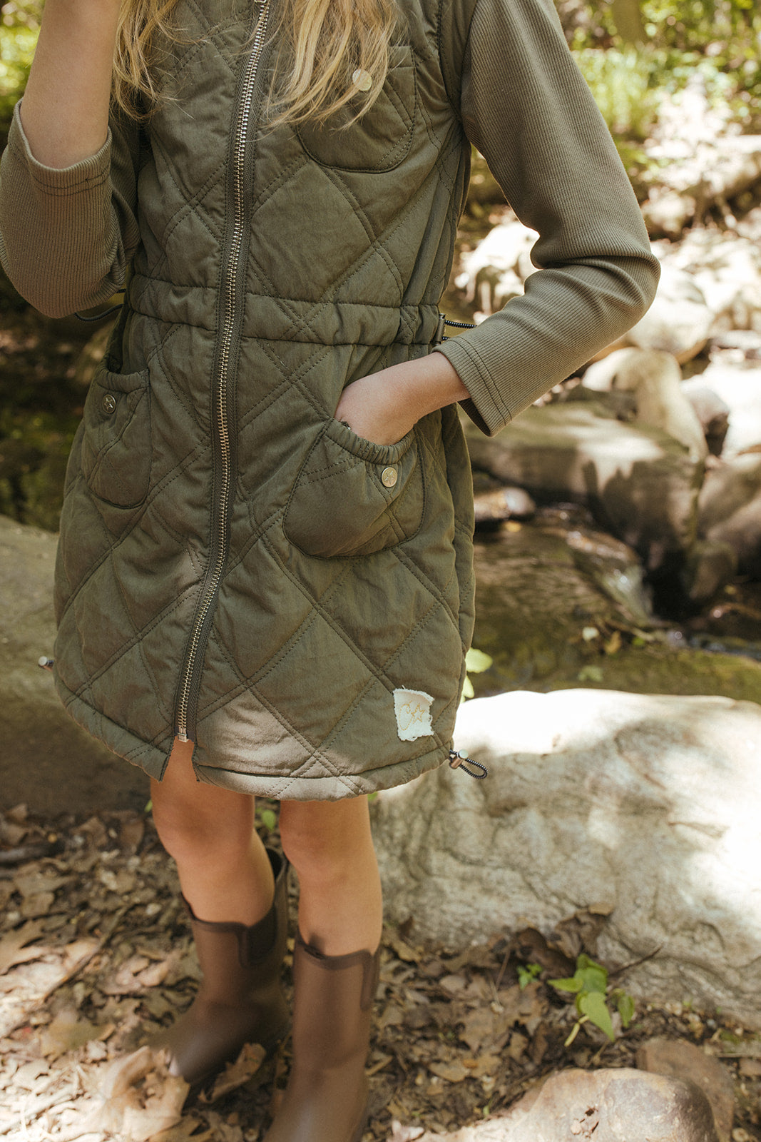 Lyla Quilted Dress - Green by Crew Kids NY (view 6 of 8)