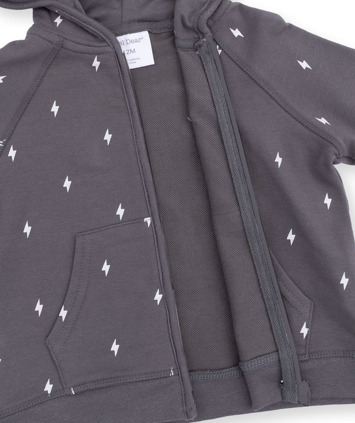 Lightning Bolt French Terry - Zip Hoodie by Angel Dear (view 4 of 4)