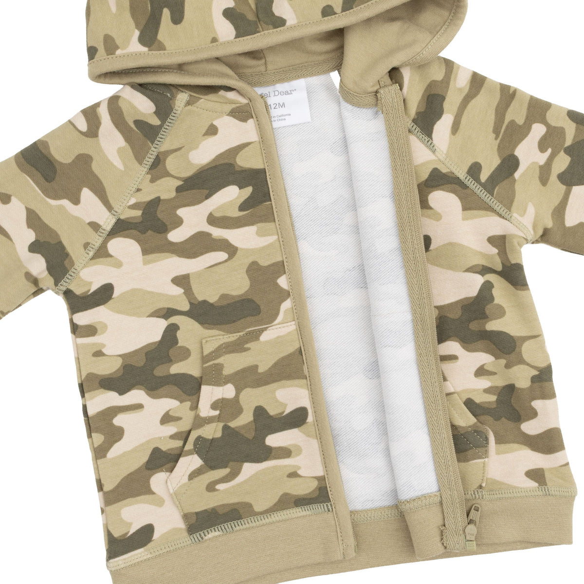 Camo French Terry Zip Hoodie - Camo Print by Angel Dear (view 3 of 3)