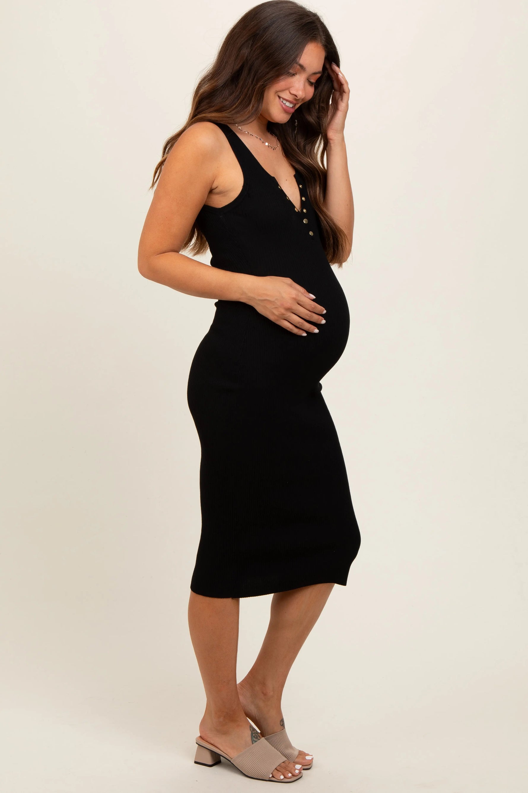 PinkBlush PinkBlush Maternity Dress with Snap Buttons for Comfortable Expecting Moms - Apparel & Accessories > Clothing > Dresses