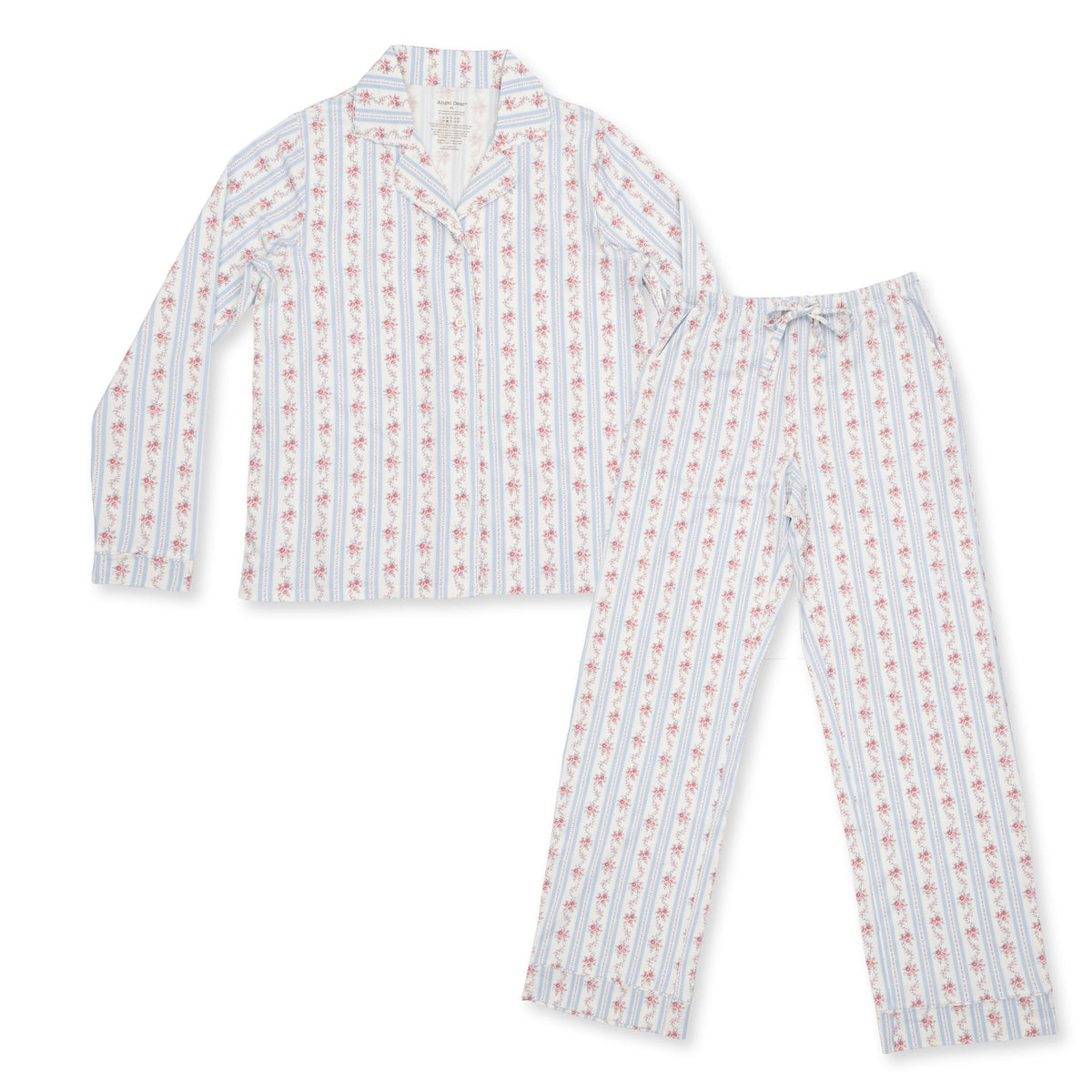 Anna Floral Stripe - Adult Long Sleeve Coat Style and Pant With Pockets by Angel Dear