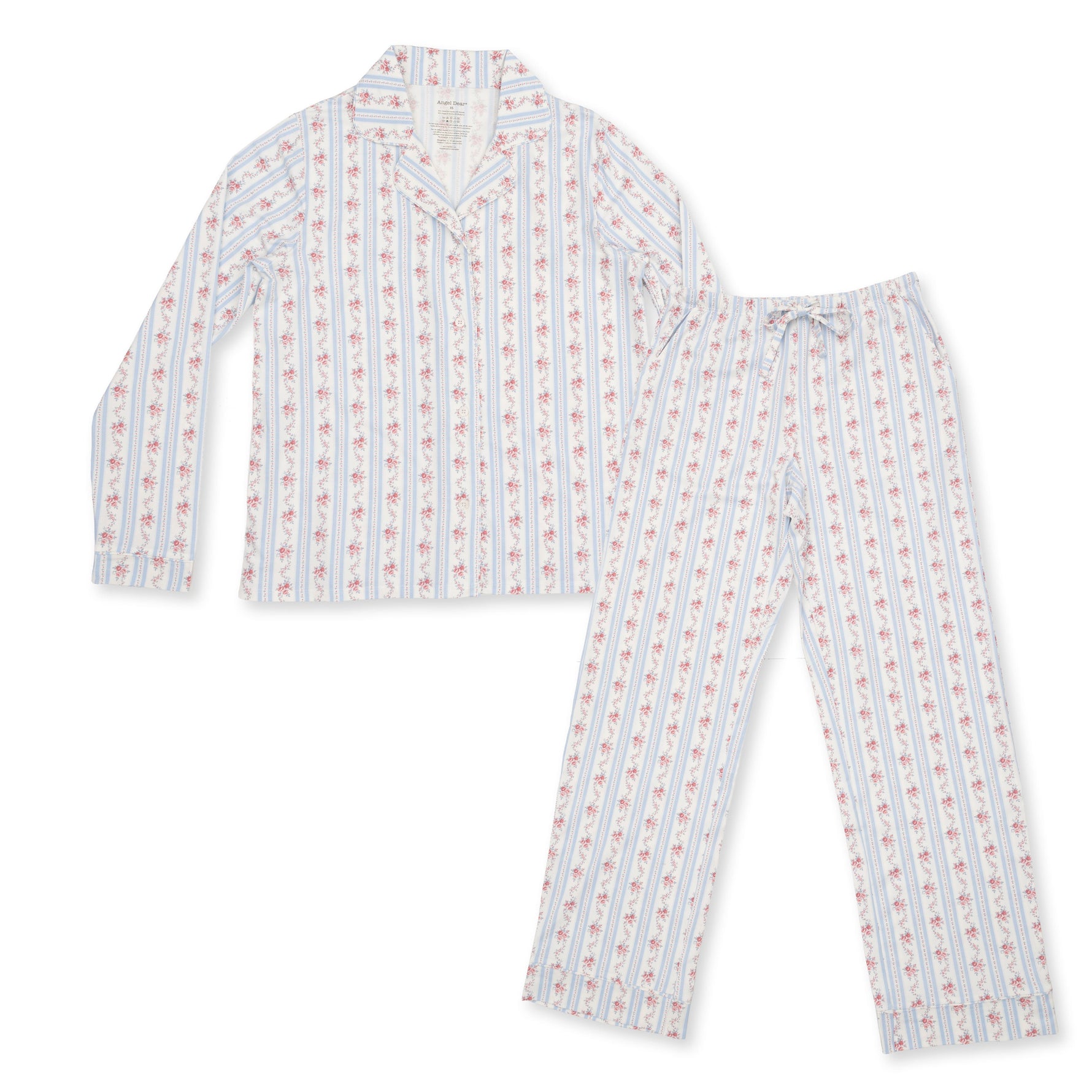 Anna Floral Stripe - Adult Long Sleeve Coat Style and Pant With Pockets by Angel Dear
