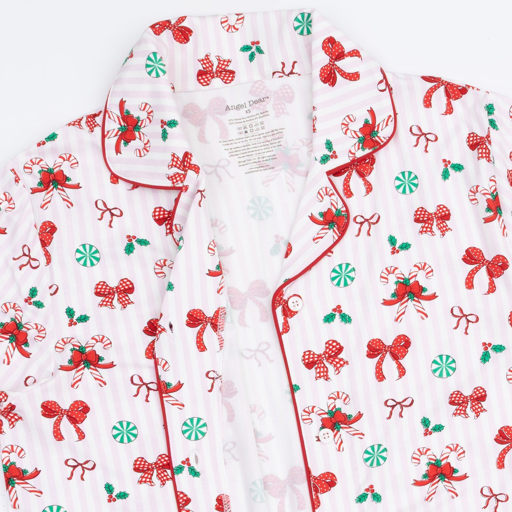 Bows & Candy Canes - Adult Long Sleeve Coat Style with Pants by Angel Dear