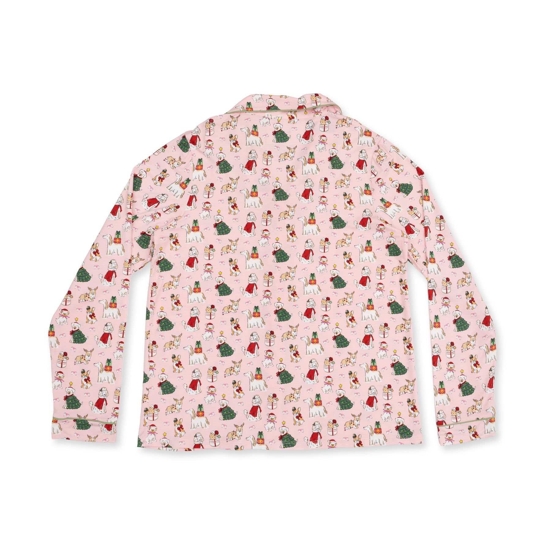 Christmas Dogs Pink - Adult Long Sleeve Coat Style and Pant with Pockets by Angel Dear