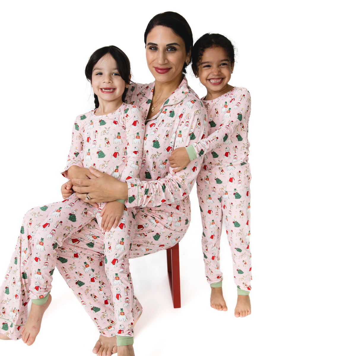 Christmas Dogs Pink - Adult Long Sleeve Coat Style and Pant with Pockets by Angel Dear