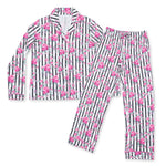 Cabbage Rose Stripe - Adult Long Sleeve Coat Style and Pant with Pockets by Angel Dear