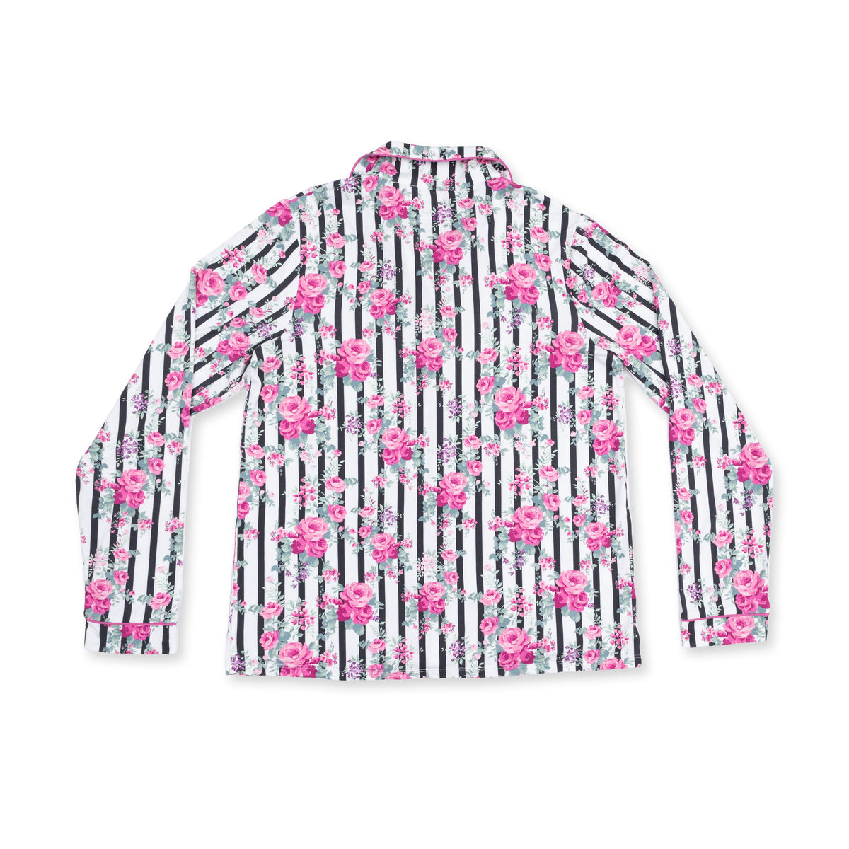 Cabbage Rose Stripe - Adult Long Sleeve Coat Style and Pant with Pockets by Angel Dear