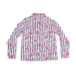 Cabbage Rose Stripe - Adult Long Sleeve Coat Style and Pant with Pockets by Angel Dear