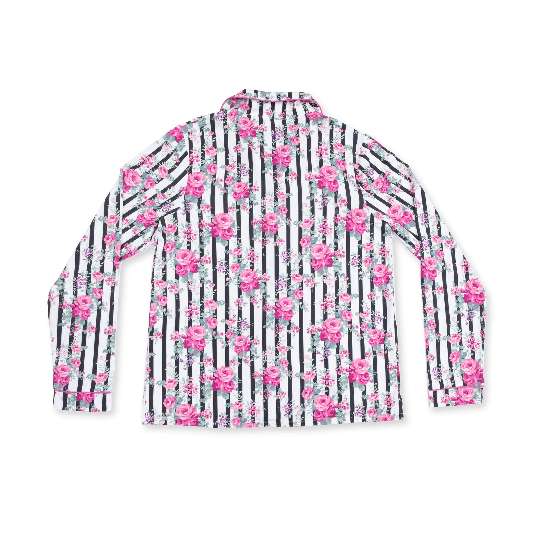 Cabbage Rose Stripe - Adult Long Sleeve Coat Style and Pant with Pockets by Angel Dear