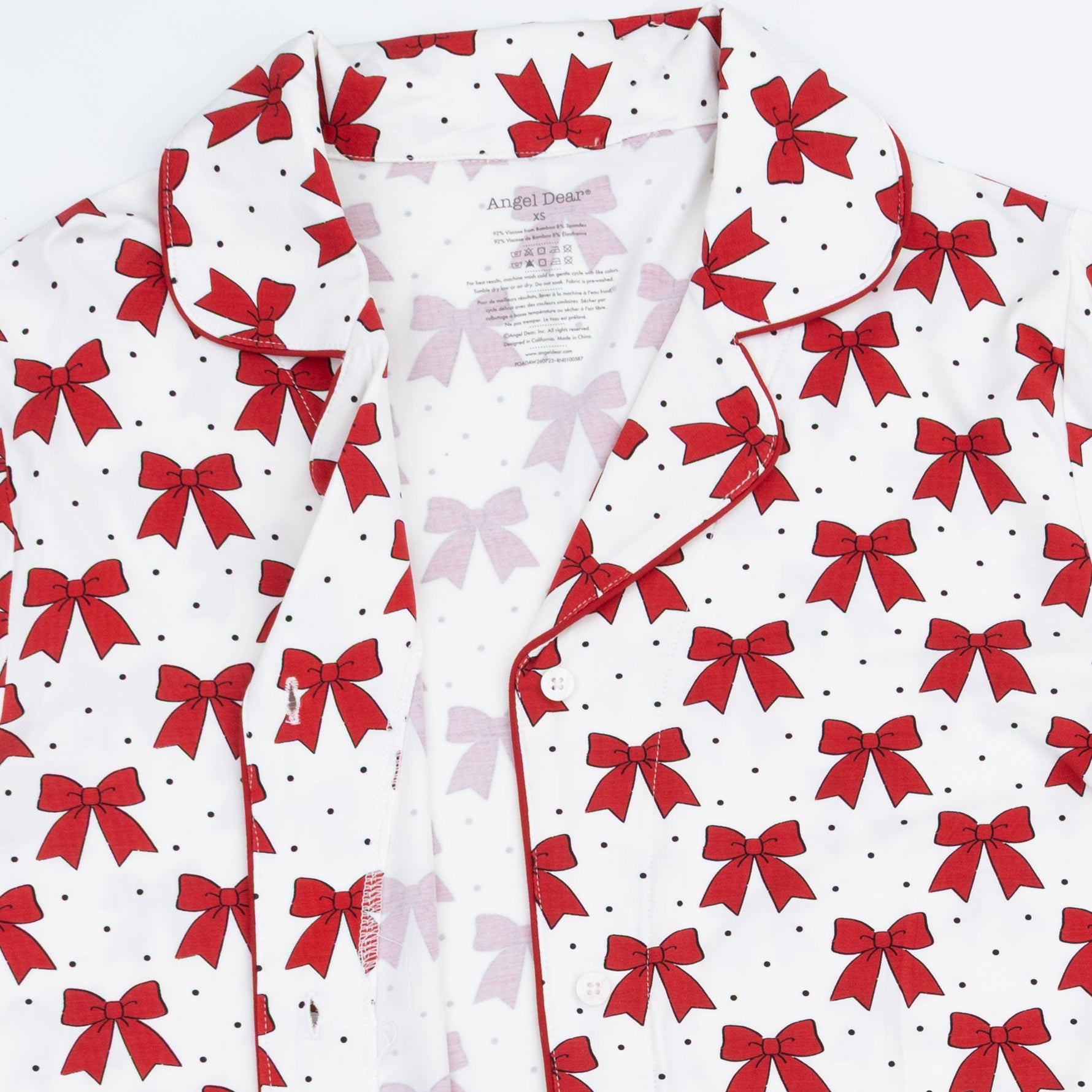 Festive Bows - Adult Long Sleeve Coat Style with Pants by Angel Dear