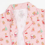 Vintage Reindeer & Santa Pink - Adult Long Sleeve Coat Style and Pant with Pockets by Angel Dear