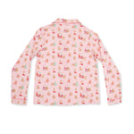 Vintage Reindeer & Santa Pink - Adult Long Sleeve Coat Style and Pant with Pockets by Angel Dear